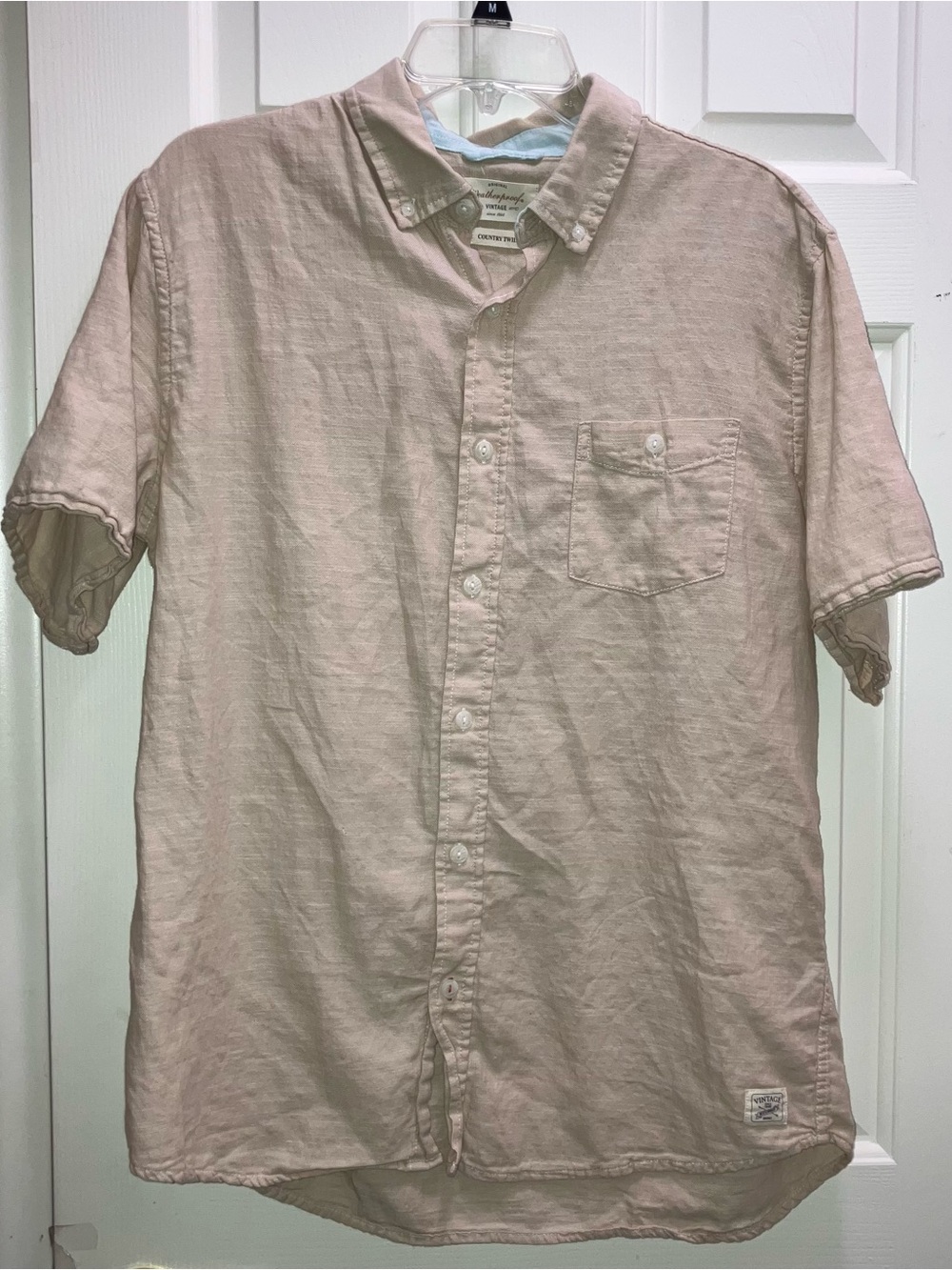 Weatherproof Vintage Beige Country Twill Men’s Size Large Button Up